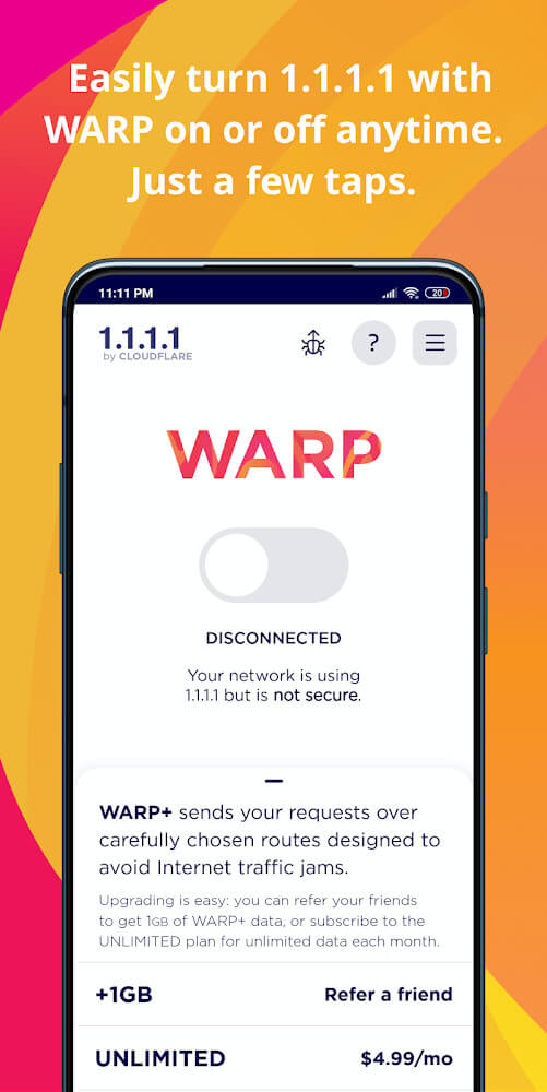 1.1.1.1 DNS v6.34 MOD APK (Premium/Free WARP+)