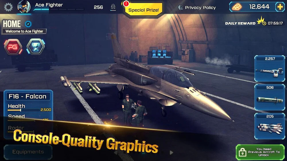 Ace Fighter v2.720 MOD APK (Unlimited Gold, Health, High Missile)