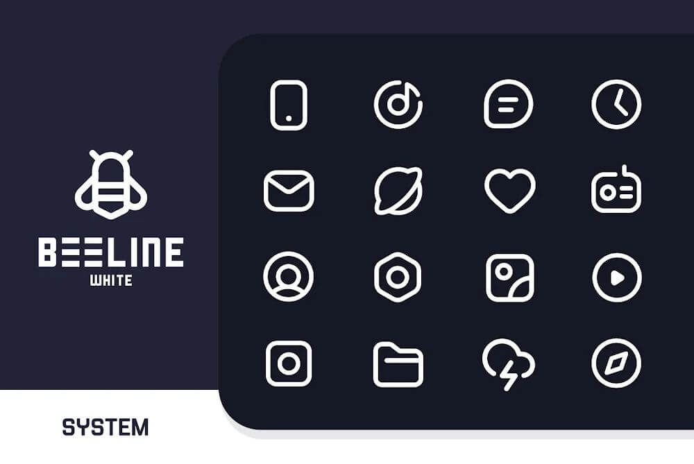 BeeLine White Iconpack v4.8 APK (Patched)