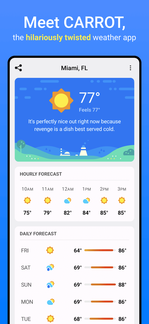 CARROT Weather v2.5.2 MOD APK (Premium Unlocked)