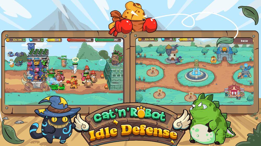 CatnRobot Idle Defense Grow TD v3.13.0 MOD APK (Free Upgrades)