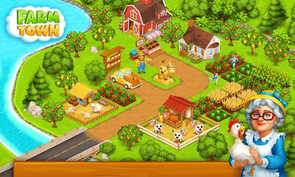 Farm Town Village Build Story v3.74 MOD APK (Unlimited Gems, Money)