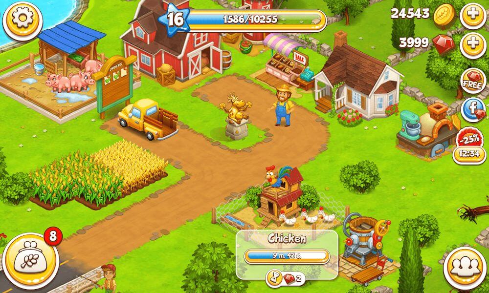 Farm Town Village Build Story v3.74 MOD APK (Unlimited Gems, Money)