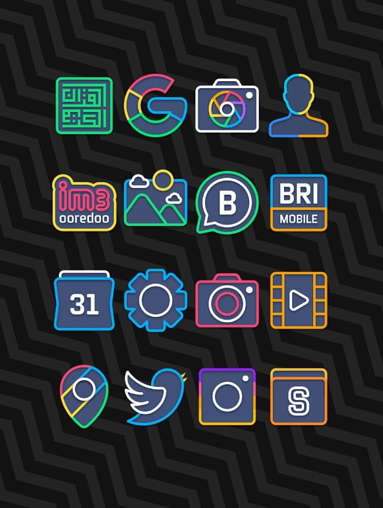 Garis Dark - Lines Icon Pack v63 APK (Patched)