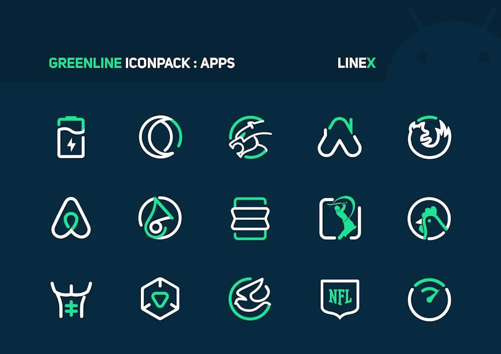 GreenLine Icon Pack: LineX v5.7 APK (Patched)