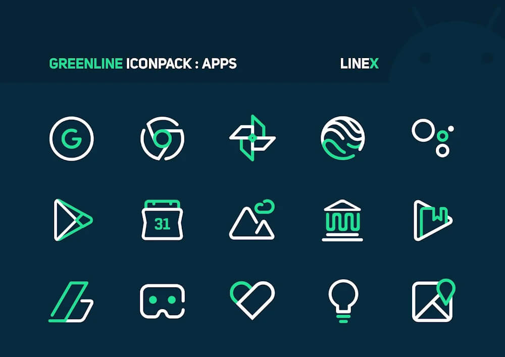 GreenLine Icon Pack: LineX v5.7 APK (Patched)