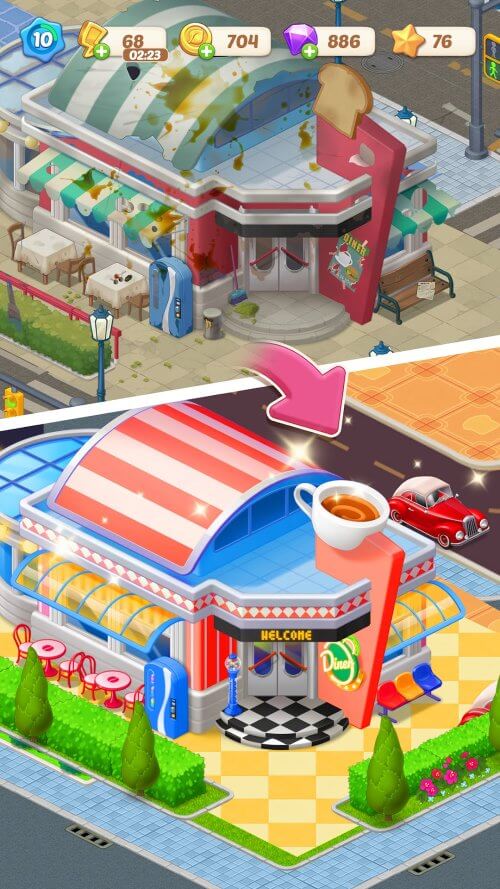 Happy Merge Cafe v1.0.37 MOD APK (Unlimited Money)