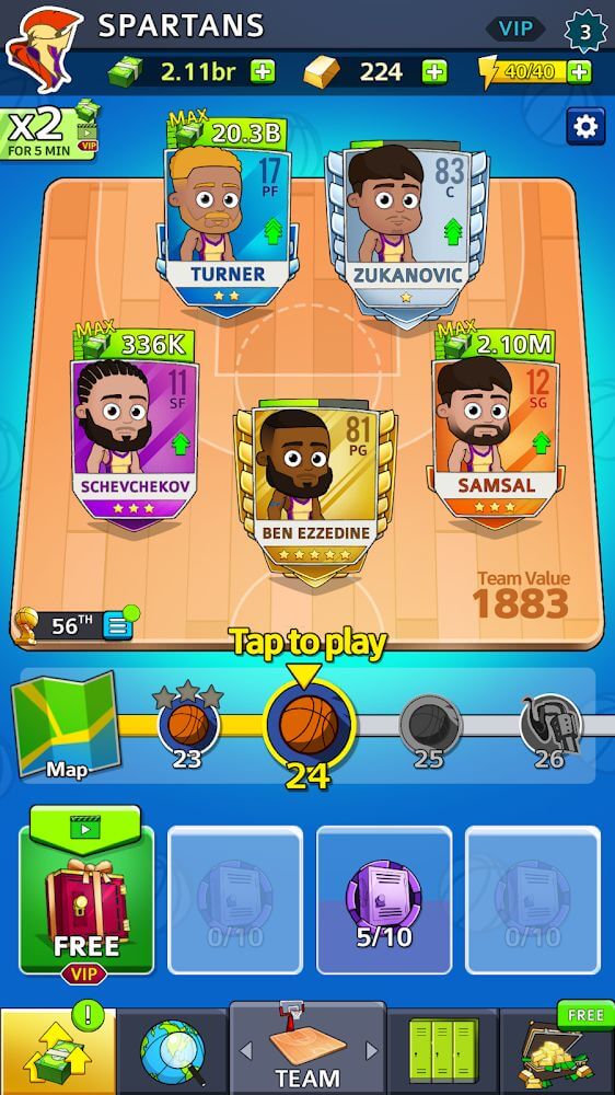 Idle Five Basketball v1.40.2 MOD APK (Menu/Money, Skill CD, Attack speed)