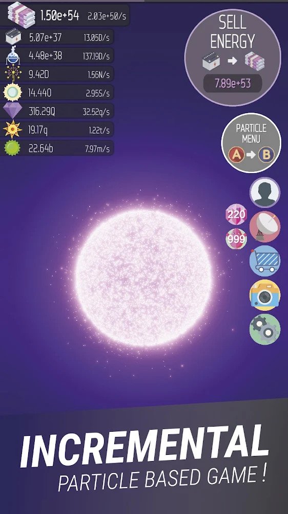 Idle Space Energy Particle Simulator - ISEPS v0.7.204 MOD APK (Unlimited Currency)