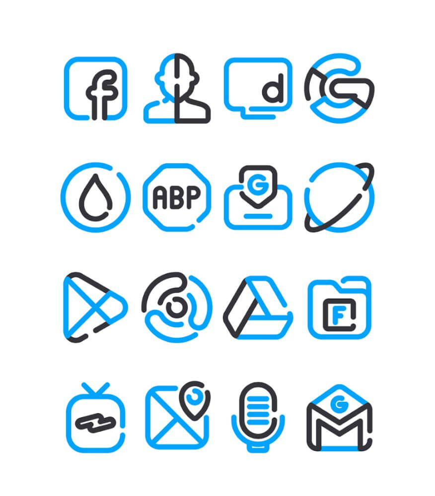 Lineblack - Blue icon Pack v2.1 APK + MOD (Paid)