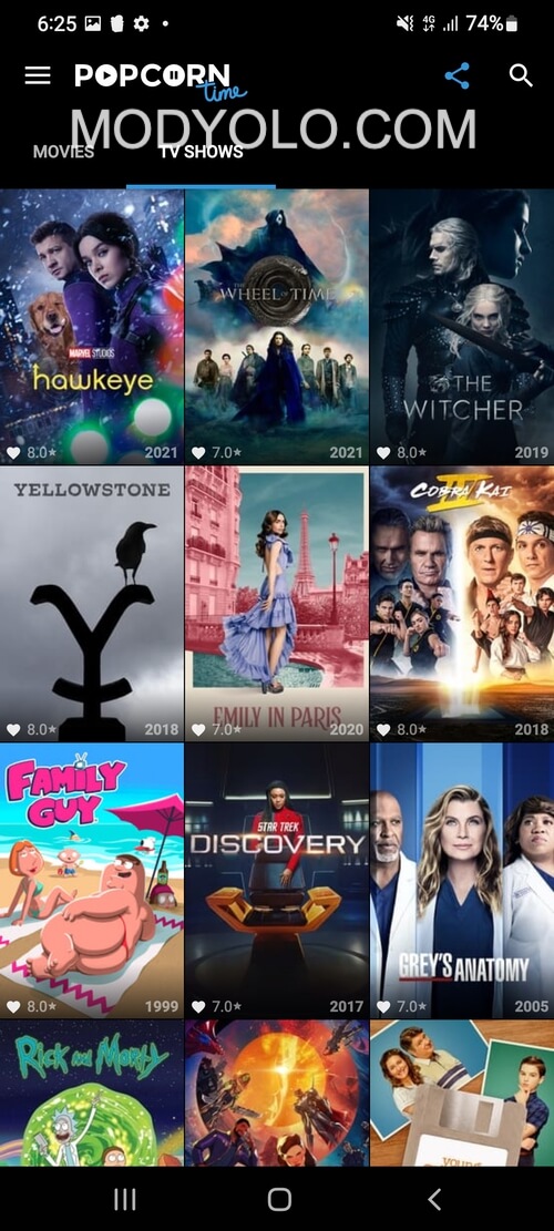 Popcorn Time v3.6.10 APK + MOD (AD-Free, Extra Mod)