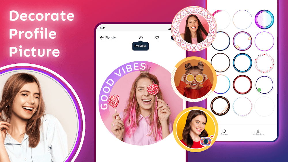 Profile Picture Border Frame v2.4.5.1 MOD APK (Premium Unlocked)