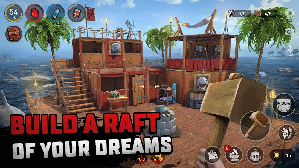 Raft Survival v2.0.0 MOD APK (Free Shopping, God Mode, Mega Menu)