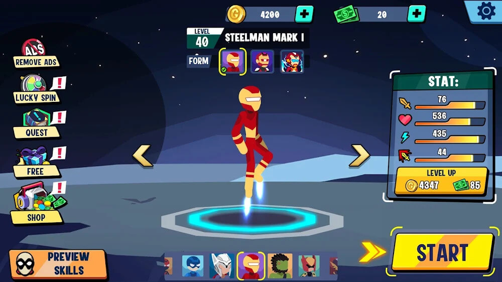 Stickman Heroes Fight v1.2.5 MOD APK (Unlimited skills, mana)