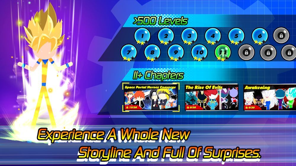 Super Stick Fight AllStar Hero v4.5 MOD APK (One Hit, God Mode, Unlimited Card)